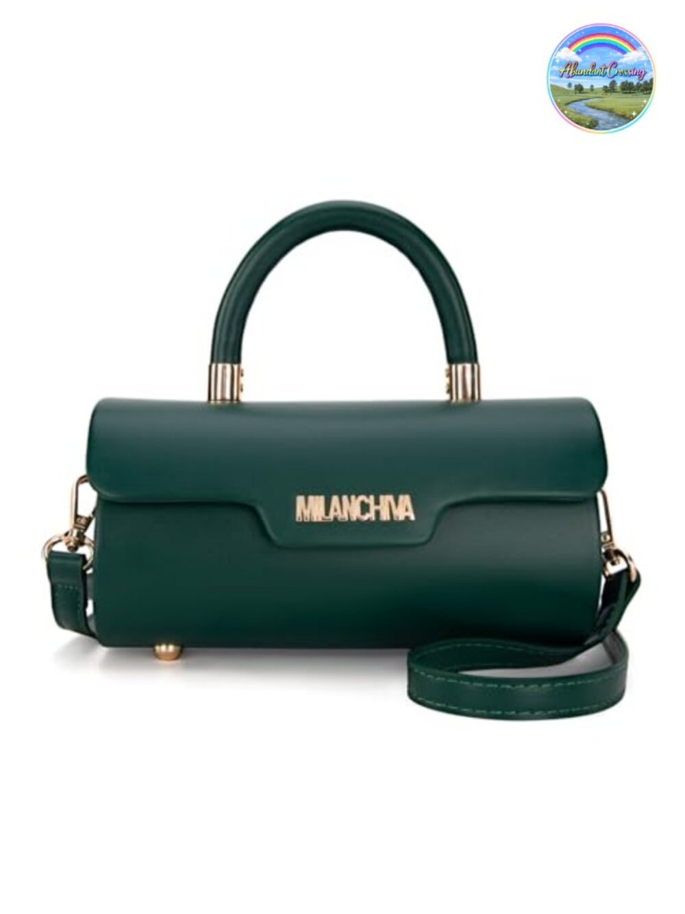 Vegan Leather Mini Barrel Crossbody Bag with Top Handle & Strap